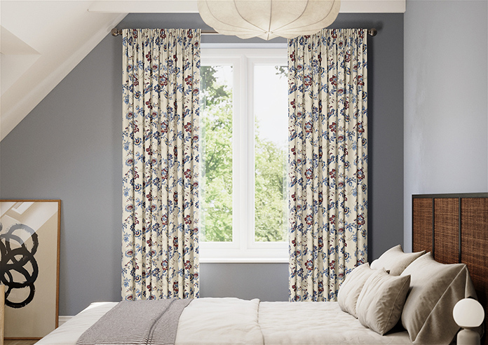 Land & Shore Orchard, Blue Red - Made to Measure Curtains - Image 3